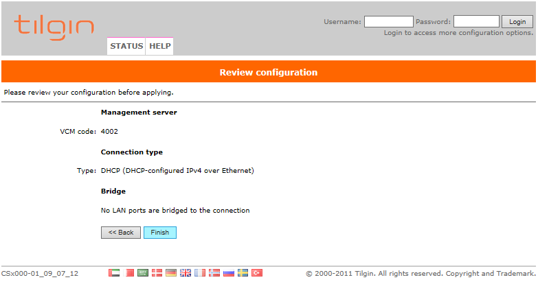 Natura Outlook vin Connection Setup for DHCP (Tilgin HG1311/1351) – Nexicom Knowledge Base